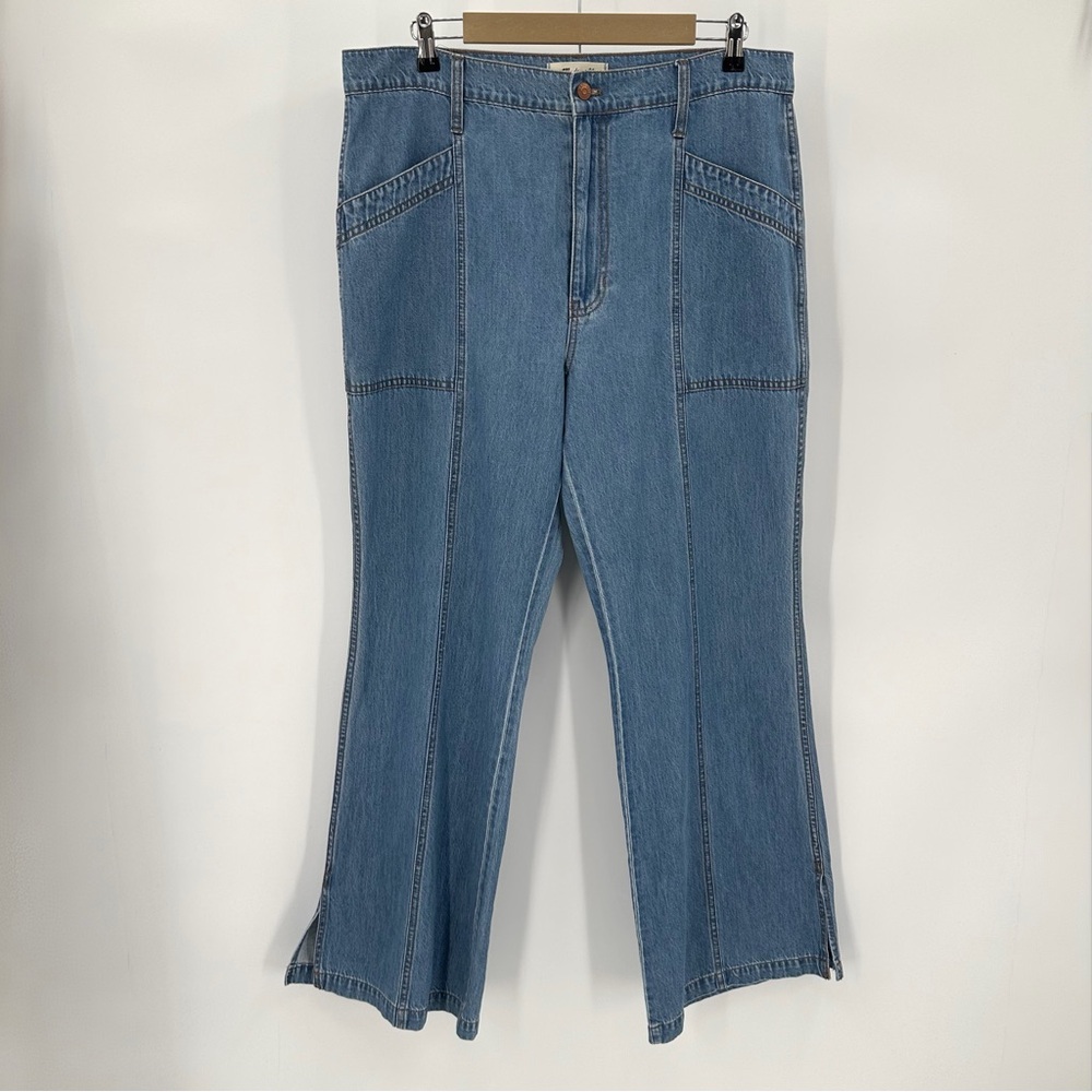 MADEWELL Jeans Women’s 32 Blue Relaxed Loose Flare Denim Seams Hi Rise NEW